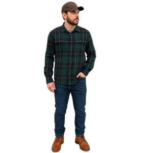 George Green & Black Plaid Flannel Shirt Men’s L 42-44